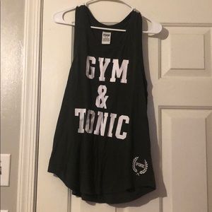 Pink forest green tank top